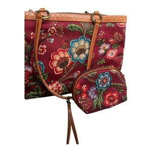 Isabella Fiore Gorgeous Handbag & Wristlet Set Beautiful Hand Sewn Beading